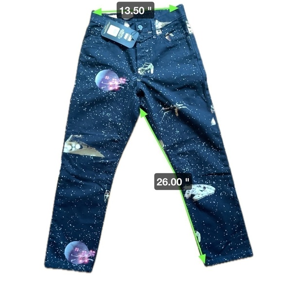 NWT Levi's X Star Wars | 501 Original Cropped Jeans Galaxy All Over 25X26/Sz 2 - Picture 16 of 16